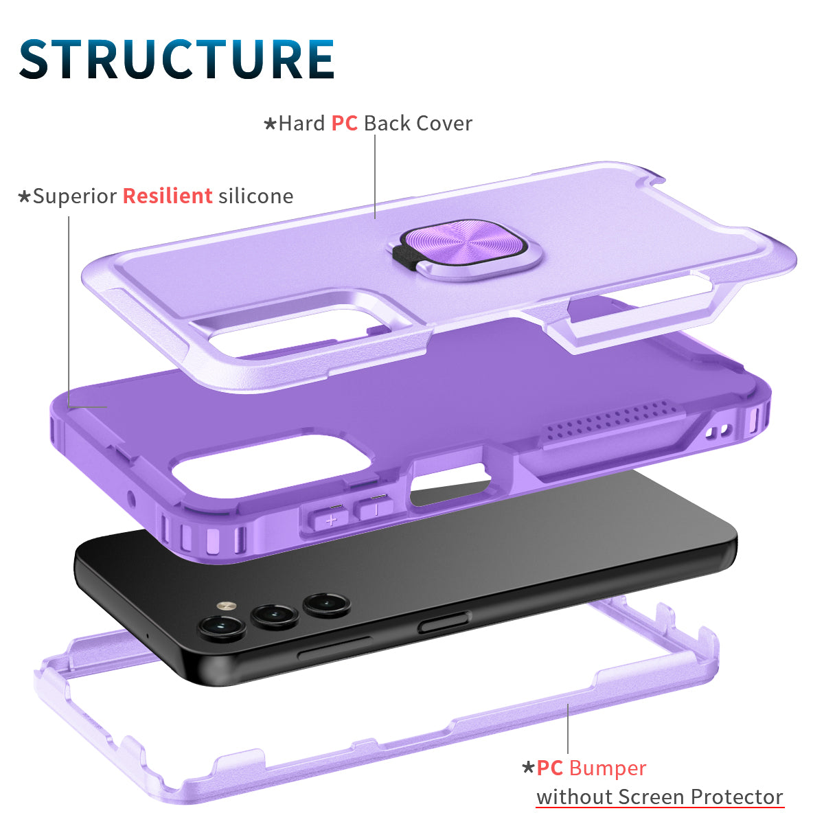For Samsung Galaxy A14 5G Kickstand Phone Case Plastic Silicone Rotatable Ring Holder Cell Phone Cover For Samsung Galaxy A14 5G Kickstand Phone Case Plastic Silicone Rotatable Ring Holder Cell Phone Cover